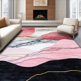 Ultra Soft Area Rug, Non Slip, Stain Resistant, Washable Area Rugs for Living Room, Bedroom, Chic Geometric Soft Surface(Pink)