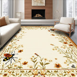 Ultra Soft Area Rug, Non Slip, Stain Resistant, Washable Area Rugs for Living Room, Bedroom, Rustic Geometric Insect Patterns(Beige)