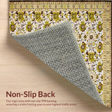 Ultra Soft Area Rug, Non Slip, Stain Resistant, Washable Area Rugs for Living Room, Bedroom, Transitional Earthy Floral Motif(White)