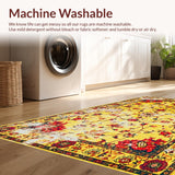 Ultra Soft Area Rug, Non Slip, Stain Resistant, Washable Area Rugs for Living Room, Bedroom, Stylish Retro Floral Aesthetic(Yellow)