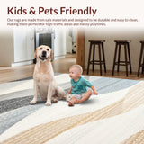 Ultra Soft Area Rug, Non Slip, Stain Resistant, Washable Area Rugs for Living Room, Bedroom, Contemporary Textured Linear Design(Gray)