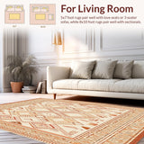 Ultra Soft Area Rug, Non Slip, Stain Resistant, Washable Area Rugs for Living Room, Bedroom, Boho Chic Area With Abstract Geometric For Home Decor(Beige)