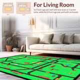 Ultra Soft Area Rug, Non Slip, Stain Resistant, Washable Area Rugs for Living Room, Bedroom, Playful Urban Landscape Aesthetic(Green)