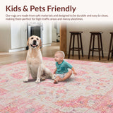 Ultra Soft Area Rug, Non Slip, Stain Resistant, Washable Area Rugs for Living Room, Bedroom, Rustic Subtle Tiled Aesthetic(Pink)