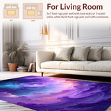 Ultra Soft Area Rug, Non Slip, Stain Resistant, Washable Area Rugs for Living Room, Bedroom, Dynamic Multicolored Universe Theme(Purple)