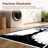 Ultra Soft Area Rug, Non Slip, Stain Resistant, Washable Area Rugs for Living Room, Bedroom, Contemporary Graphic Forest Imagery(Black)