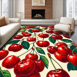 Ultra Soft Area Rug, Non Slip, Stain Resistant, Washable Area Rugs for Living Room, Bedroom, Eclectic Fruit Themed Visual Style(Red)