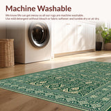 Luxurious Low Pile Medallion Motif(Green)