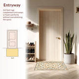Ultra Soft Area Rug, Non Slip, Stain Resistant, Washable Area Rugs for Living Room, Bedroom, Transitional Geometric Rustic Appeal(Beige)