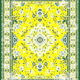 Ultra Soft Area Rug, Non Slip, Stain Resistant, Washable Area Rugs for Living Room, Bedroom, Playful Soft Toned Medallion Style(Yellow)