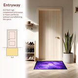 Ultra Soft Area Rug, Non Slip, Stain Resistant, Washable Area Rugs for Living Room, Bedroom, Brilliant Night Sky Tapestry Style(Purple)
