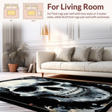 Ultra Soft Area Rug, Non Slip, Stain Resistant, Washable Area Rugs for Living Room, Bedroom, Bold Graphic Skull Art Piece(White)