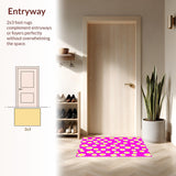 Ultra Soft Area Rug, Non Slip, Stain Resistant, Washable Area Rugs for Living Room, Bedroom, Cute Minimalist Bloom Design(Pink)
