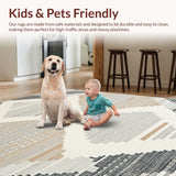 Ultra Soft Area Rug, Non Slip, Stain Resistant, Washable Area Rugs for Living Room, Bedroom, Sophisticated Vintage Tiled Motif(Gray)