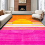 Ultra Soft Area Rug, Non Slip, Stain Resistant, Washable Area Rugs for Living Room, Bedroom, Colorful Playful Circular Design(Orange)