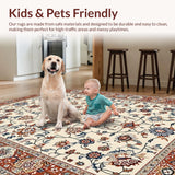 Ultra Soft Area Rug, Non Slip, Stain Resistant, Washable Area Rugs for Living Room, Bedroom, Classic Elegant Floral Harmony(Ivory)
