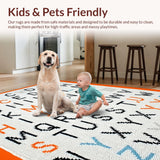 Ultra Soft Area Rug, Non Slip, Stain Resistant, Washable Area Rugs for Living Room, Bedroom, Soft Earthy Toned Alphabet Design(Orange)
