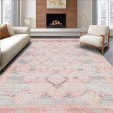 Ultra Soft Area Rug, Non Slip, Stain Resistant, Washable Area Rugs for Living Room, Bedroom, Rustic Earthy Distressed Patterns(Pink)