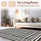 Ultra Soft Area Rug, Non Slip, Stain Resistant, Washable Area Rugs for Living Room, Bedroom, Minimalist Stripe Bedroom Rug(Black)