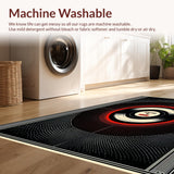 Ultra Soft Area Rug, Non Slip, Stain Resistant, Washable Area Rugs for Living Room, Bedroom, Artistic Vinyl Record Motif(Black)
