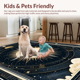 Ultra Soft Area Rug, Non Slip, Stain Resistant, Washable Area Rugs for Living Room, Bedroom, Elegant Minimalist Lunar Design(Black)