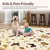 Ultra Soft Area Rug, Non Slip, Stain Resistant, Washable Area Rugs for Living Room, Bedroom, Beige Insect Moth Butterfly Floral Area(Ivory)