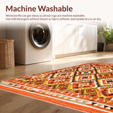 Ultra Soft Area Rug, Non Slip, Stain Resistant, Washable Area Rugs for Living Room, Bedroom, Modern Earthy Geometric Feel(Orange)