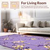 Ultra Soft Area Rug, Non Slip, Stain Resistant, Washable Area Rugs for Living Room, Bedroom, Cozy Garden-Inspired Welcome Mat(Purple)