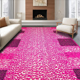Ultra Soft Area Rug, Non Slip, Stain Resistant, Washable Area Rugs for Living Room, Bedroom, Vibrant Leopard Stripe Motif(Pink)