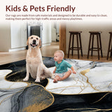Ultra Soft Area Rug, Non Slip, Stain Resistant, Washable Area Rugs for Living Room, Bedroom, Stylish Gray and White Blend(Black)