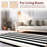 Ultra Soft Area Rug, Non Slip, Stain Resistant, Washable Area Rugs for Living Room, Bedroom, Striped Modern Kitchen Washable Area Rug(Black)