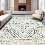 Ultra Soft Area Rug, Non Slip, Stain Resistant, Washable Area Rugs for Living Room, Bedroom, Rustic Textured Circle Design(Beige)