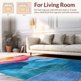 Ultra Soft Area Rug, Non Slip, Stain Resistant, Washable Area Rugs for Living Room, Bedroom, Handmade Abstract Pink Blue Living Room Rug(Blue)