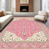 Ultra Soft Area Rug, Non Slip, Stain Resistant, Washable Area Rugs for Living Room, Bedroom, Traditional Floral Pink Elegance(Pink)