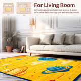 Ultra Soft Area Rug, Non Slip, Stain Resistant, Washable Area Rugs for Living Room, Bedroom, Celestial Vivid Cartoon Imagery(Yellow)