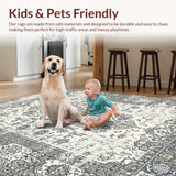 Ultra Soft Area Rug, Non Slip, Stain Resistant, Washable Area Rugs for Living Room, Bedroom, Rustic Taupe Damask Harmony(Beige)