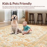 Ultra Soft Area Rug, Non Slip, Stain Resistant, Washable Area Rugs for Living Room, Bedroom, Cozy Beige Boho Floral Medallion Area(Ivory)