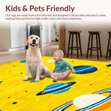 Ultra Soft Area Rug, Non Slip, Stain Resistant, Washable Area Rugs for Living Room, Bedroom, Orbiting Brightly Colored Elements(Yellow)