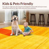 Ultra Soft Area Rug, Non Slip, Stain Resistant, Washable Area Rugs for Living Room, Bedroom, Bold Geometric Tiled Composition(Yellow)