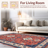 Ultra Soft Area Rug, Non Slip, Stain Resistant, Washable Area Rugs for Living Room, Bedroom, Chic Trellis Pattern with Depth(Orange)