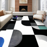 Ultra Soft Area Rug, Non Slip, Stain Resistant, Washable Area Rugs for Living Room, Bedroom, Sleek Monochrome Abstract Motif(Black)