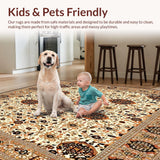 Ultra Soft Area Rug, Non Slip, Stain Resistant, Washable Area Rugs for Living Room, Bedroom, Artisan Round Jute Placemat Rustic Bohemian Design(Ivory)