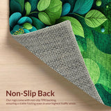 Ultra Soft Area Rug, Non Slip, Stain Resistant, Washable Area Rugs for Living Room, Bedroom, Wildflower Non-Skid Laundry Room Runner Rug(Green)