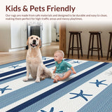 Ultra Soft Area Rug, Non Slip, Stain Resistant, Washable Area Rugs for Living Room, Bedroom, Elegant Blue and Gray Pattern(Blue)