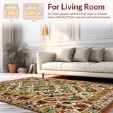Ultra Soft Area Rug, Non Slip, Stain Resistant, Washable Area Rugs for Living Room, Bedroom, Distinctive Trellis Patterned Comfort(Brown)