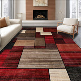 Ultra Soft Area Rug, Non Slip, Stain Resistant, Washable Area Rugs for Living Room, Bedroom, Harvest-Inspired Abstract Warm Tones(Red)