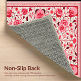 Ultra Soft Area Rug, Non Slip, Stain Resistant, Washable Area Rugs for Living Room, Bedroom, Whimsical Bright Blossom Theme(Pink)