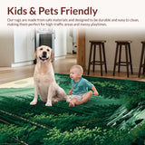 Ultra Soft Area Rug, Non Slip, Stain Resistant, Washable Area Rugs for Living Room, Bedroom, Elegant Evergreen Landscape Motif(Green)
