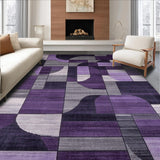 Ultra Soft Area Rug, Non Slip, Stain Resistant, Washable Area Rugs for Living Room, Bedroom, Chic Symmetrical Pattern Fusion(Purple)