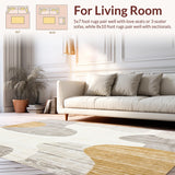 Ultra Soft Area Rug, Non Slip, Stain Resistant, Washable Area Rugs for Living Room, Bedroom, Boho Chic Area Abstract Beige and Cream Color Fusion(Beige)